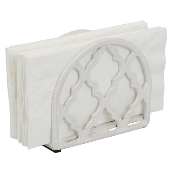 Home Basics Lattice Collection Cast Iron Napkin Holder, White NH45363